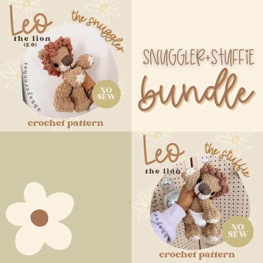 BkayCrochetCo Leo the Lion SNUGGLER and STUFFIE Amigurumi Crochet Pattern PDF