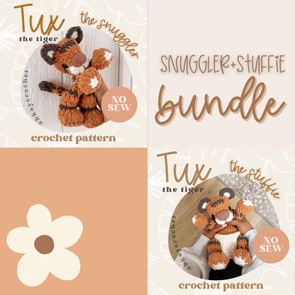 BkayCrochetCo Tux the Tiger SNUGGLER + STUFFIE Amigurumi Crochet Pattern PDF