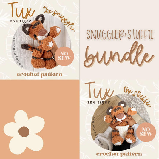 BkayCrochetCo Tux the Tiger SNUGGLER + STUFFIE Amigurumi Crochet Pattern PDF