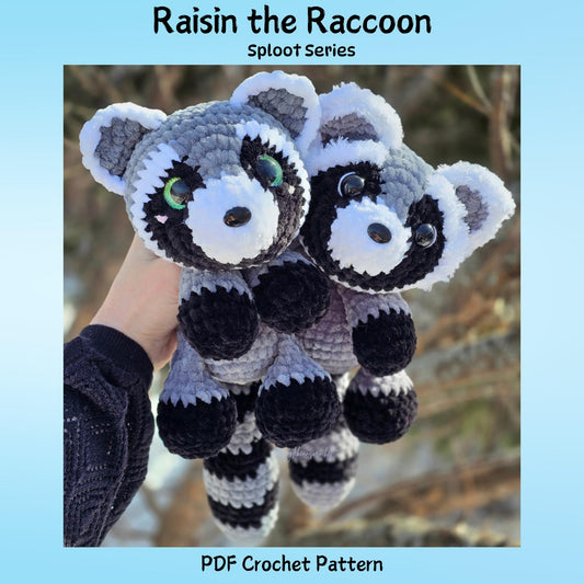SnuggleBeansCrochet Raisin the Raccoon Intermediate Crochet Pattern