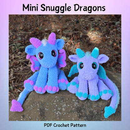 SnuggleBeansCrochet Mini Snuggle Dragons Crochet Pattern 2 in 1 Advanced Beginner PDF