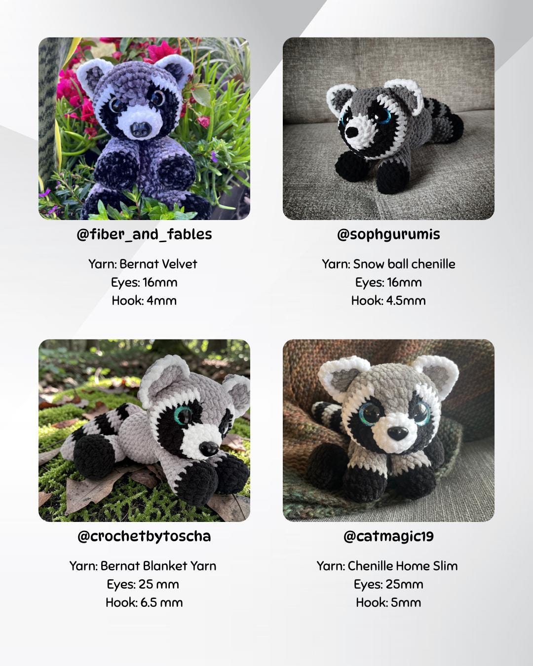 SnuggleBeansCrochet Raisin the Raccoon Intermediate Crochet Pattern