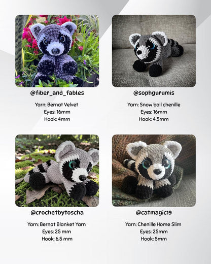 SnuggleBeansCrochet Raisin the Raccoon Intermediate Crochet Pattern