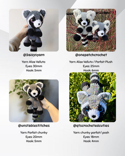 SnuggleBeansCrochet Raisin the Raccoon Intermediate Crochet Pattern