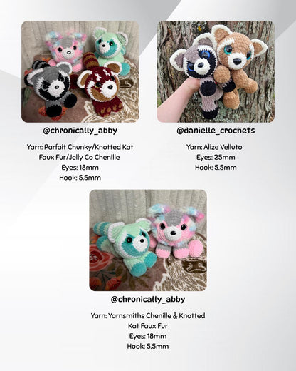 SnuggleBeansCrochet Raisin the Raccoon Intermediate Crochet Pattern