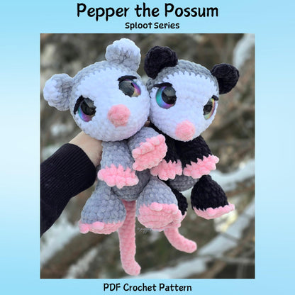 SnuggleBeansCrochet Pepper the Possum Crochet Pattern Sploot Series PDF