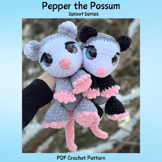 SnuggleBeansCrochet Pepper the Possum Crochet Pattern Sploot Series PDF