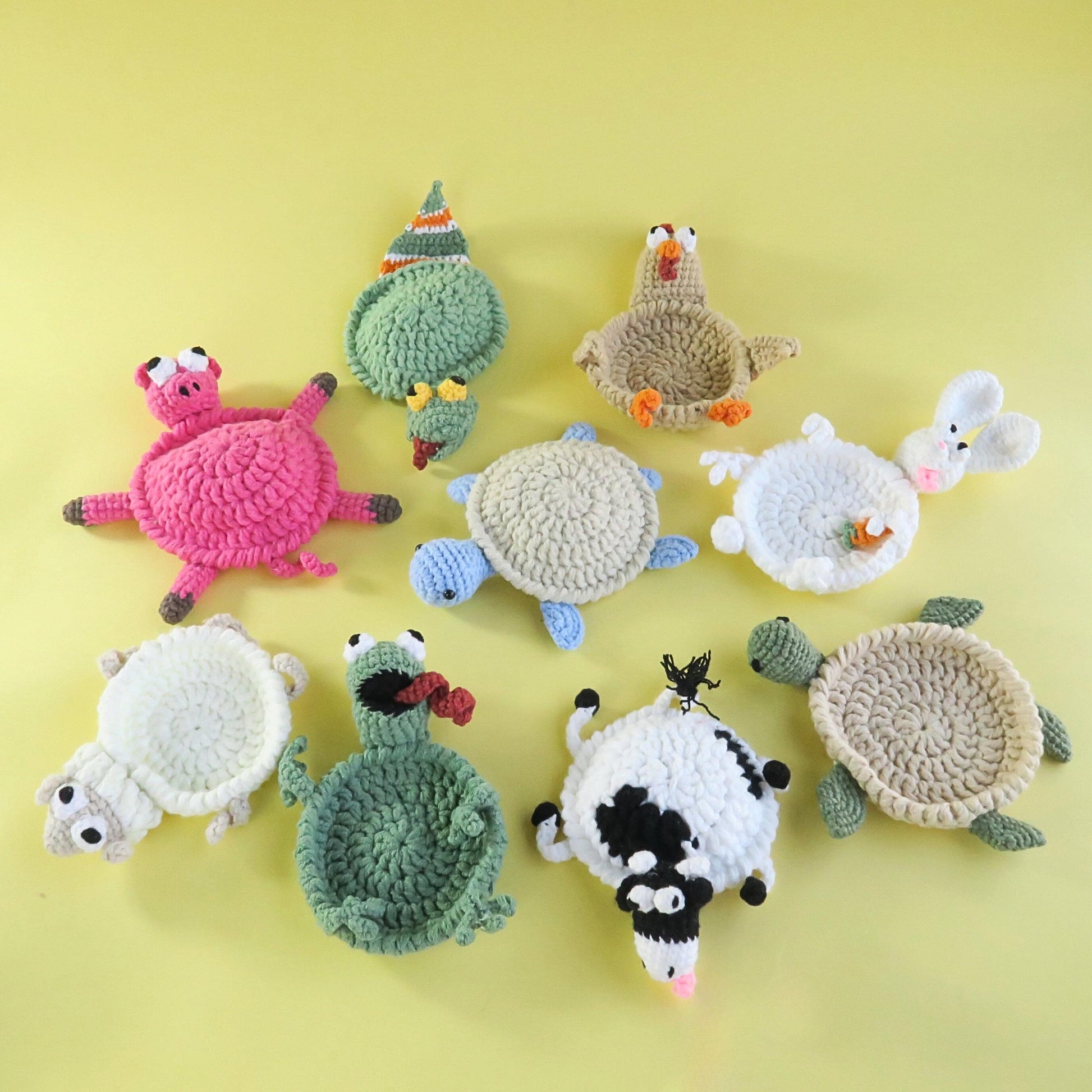 Hooktasyy 8-in-1 Farm Animal Crochet Coaster Pattern Bundle PDF