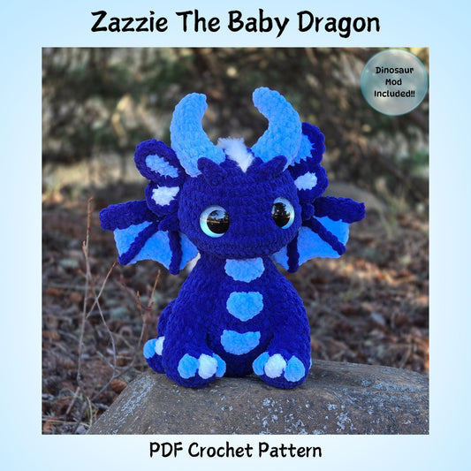 SnuggleBeansCrochet Zazzie the Baby Dragon Crochet Pattern Customizable Amigurumi PDF