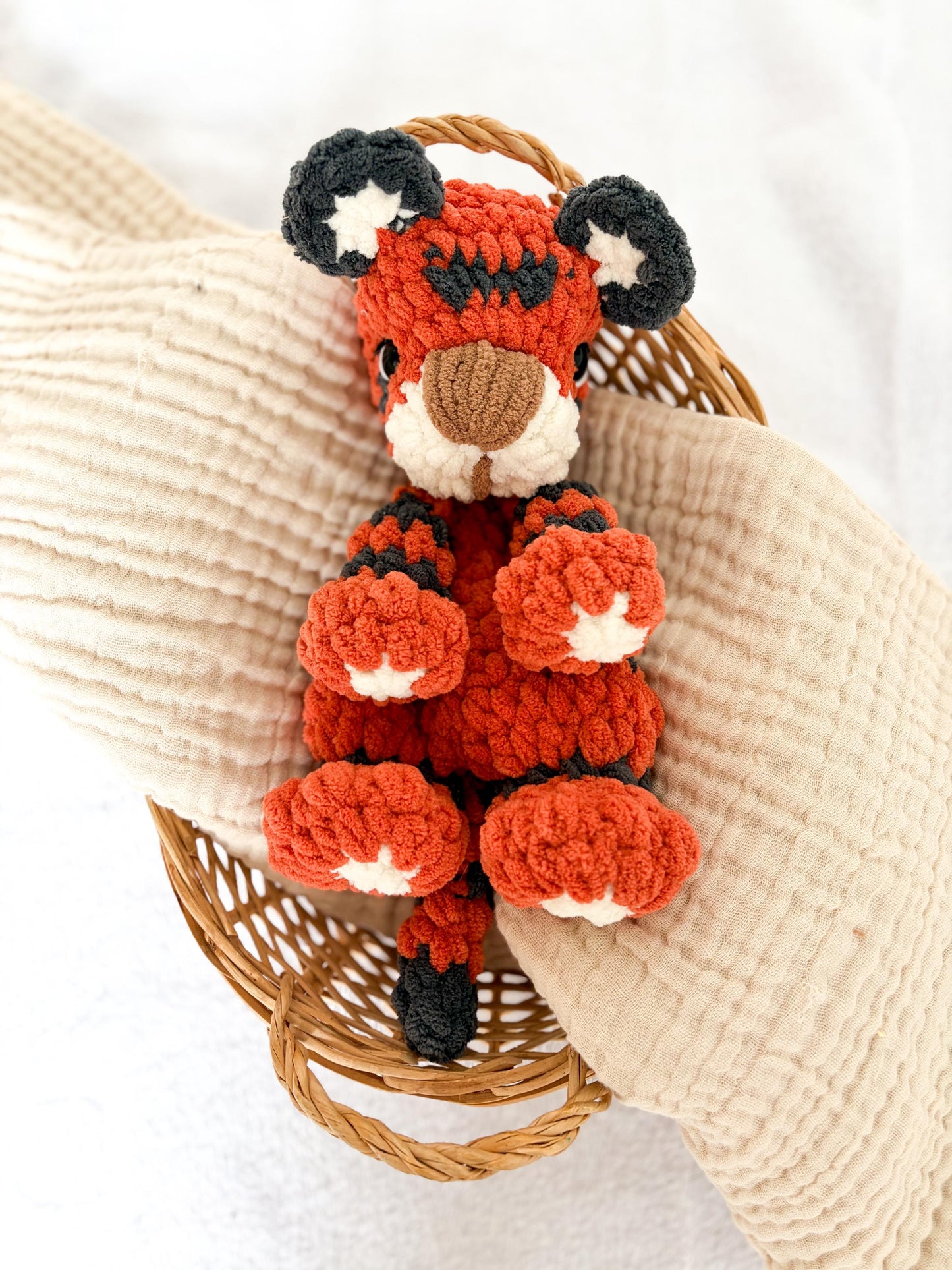 BkayCrochetCo Tux the Tiger SNUGGLER No Sew Amigurumi Crochet Pattern PDF
