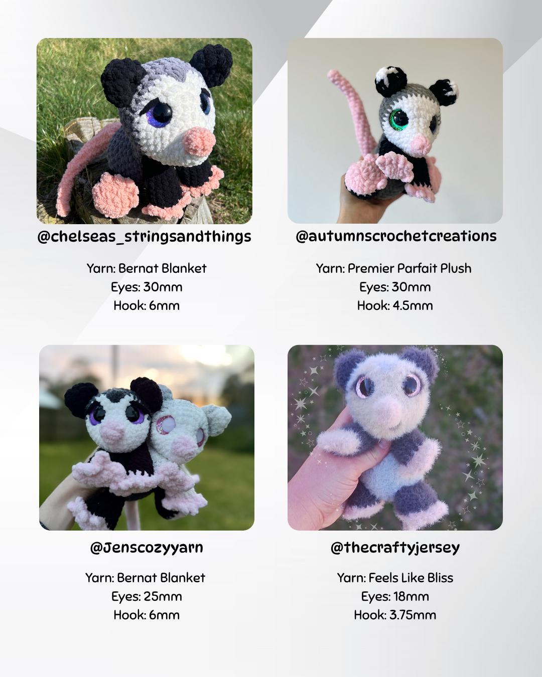 SnuggleBeansCrochet Pepper the Possum Crochet Pattern Sploot Series PDF