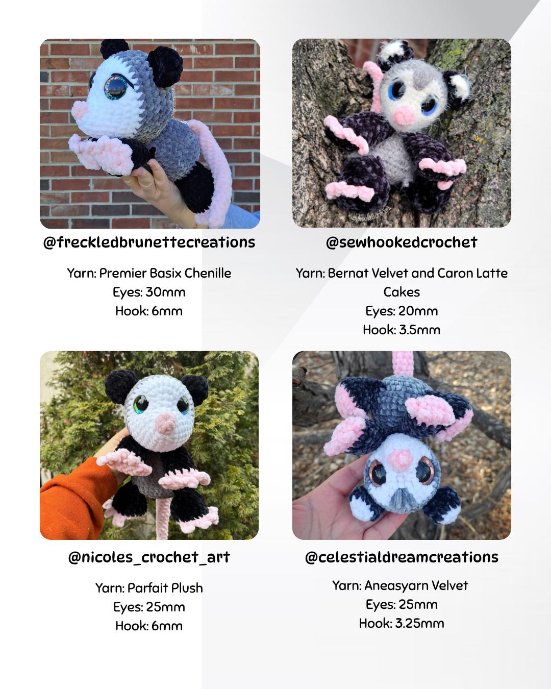 SnuggleBeansCrochet Pepper the Possum Crochet Pattern Sploot Series PDF