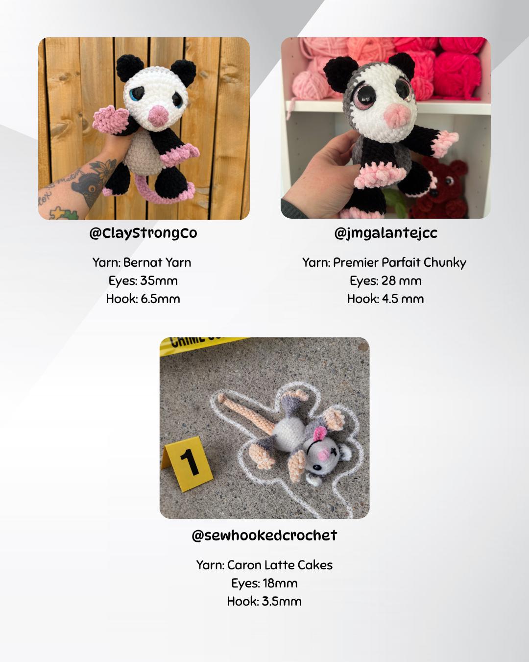 SnuggleBeansCrochet Pepper the Possum Crochet Pattern Sploot Series PDF