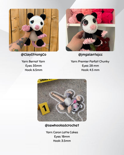 SnuggleBeansCrochet Pepper the Possum Crochet Pattern Sploot Series PDF