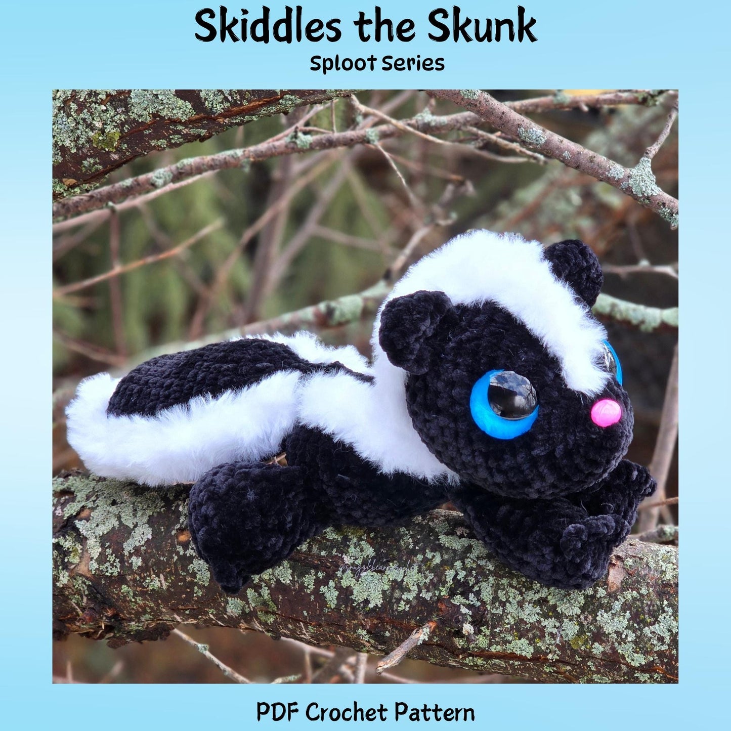 SnuggleBeansCrochet Skiddles the Skunk Crochet Pattern Intermediate PDF