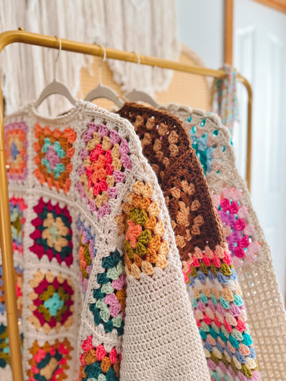 June Granny Square Crochet Cardigan Pattern, Easy Beginner Wearable (PDF Pattern)