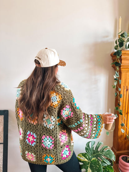 June Granny Square Crochet Cardigan Pattern Easy Beginner Wearable PDF Pattern