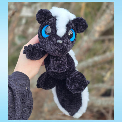 SnuggleBeansCrochet Skiddles the Skunk Crochet Pattern Intermediate PDF