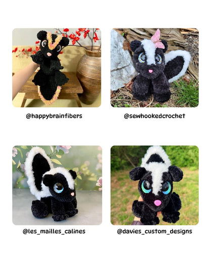 SnuggleBeansCrochet Skiddles the Skunk Crochet Pattern Intermediate PDF
