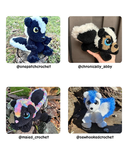 SnuggleBeansCrochet Skiddles the Skunk Crochet Pattern Intermediate PDF