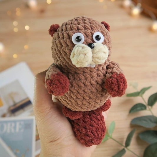 Hooktasyy Cute Low-Sew Beaver Crochet Pattern Beginner Easy PDF