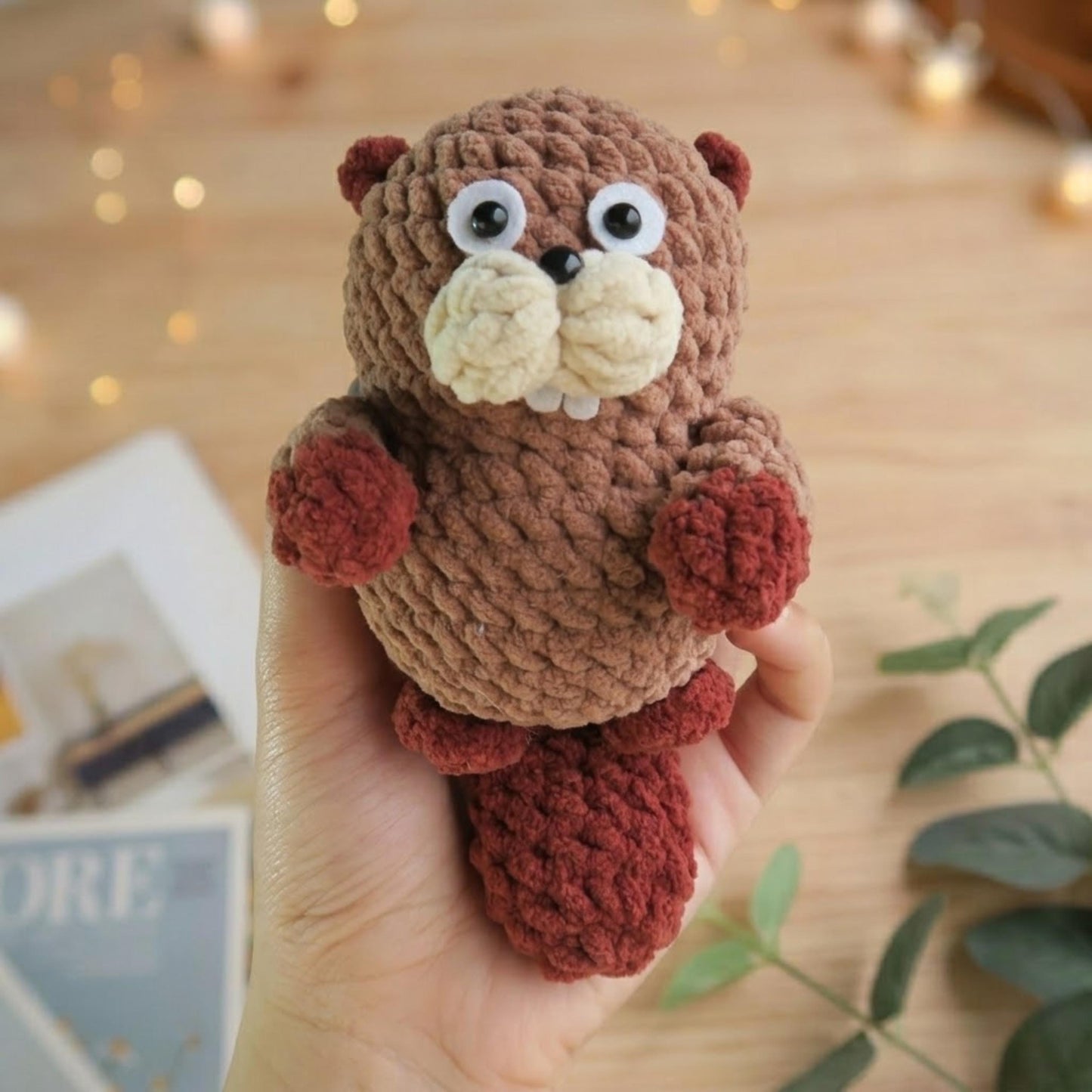 Hooktasyy Cute Low-Sew Beaver Crochet Pattern Beginner Easy PDF