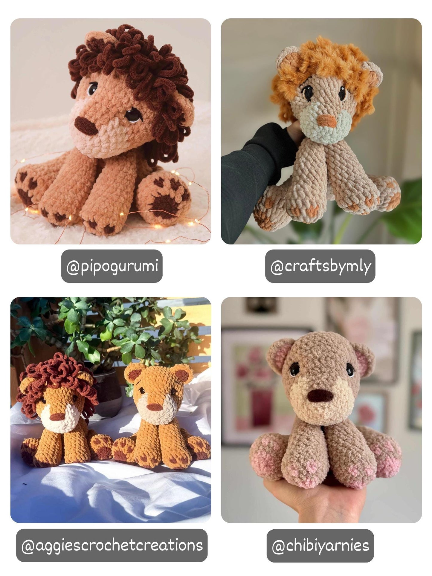 KnotsandSnugglesCo Crochet Sitting Lion Pattern PDF