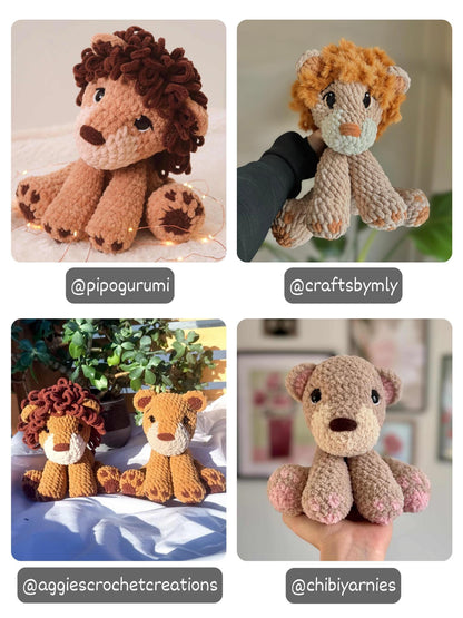 KnotsandSnugglesCo Crochet Sitting Lion Pattern PDF