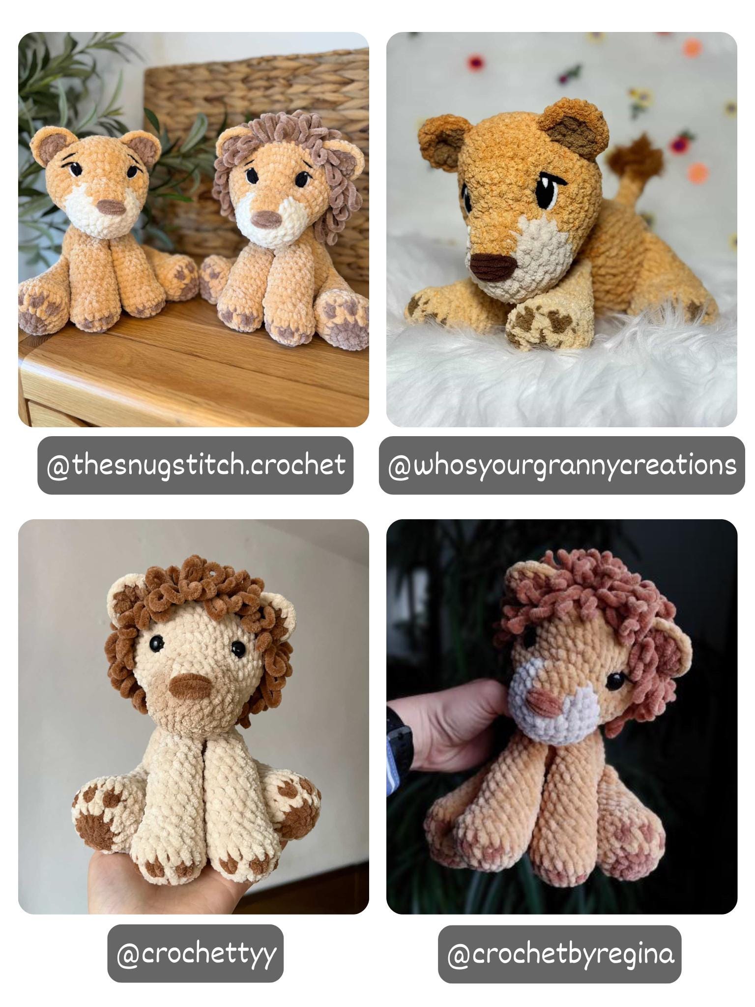 KnotsandSnugglesCo Crochet Sitting Lion Pattern PDF