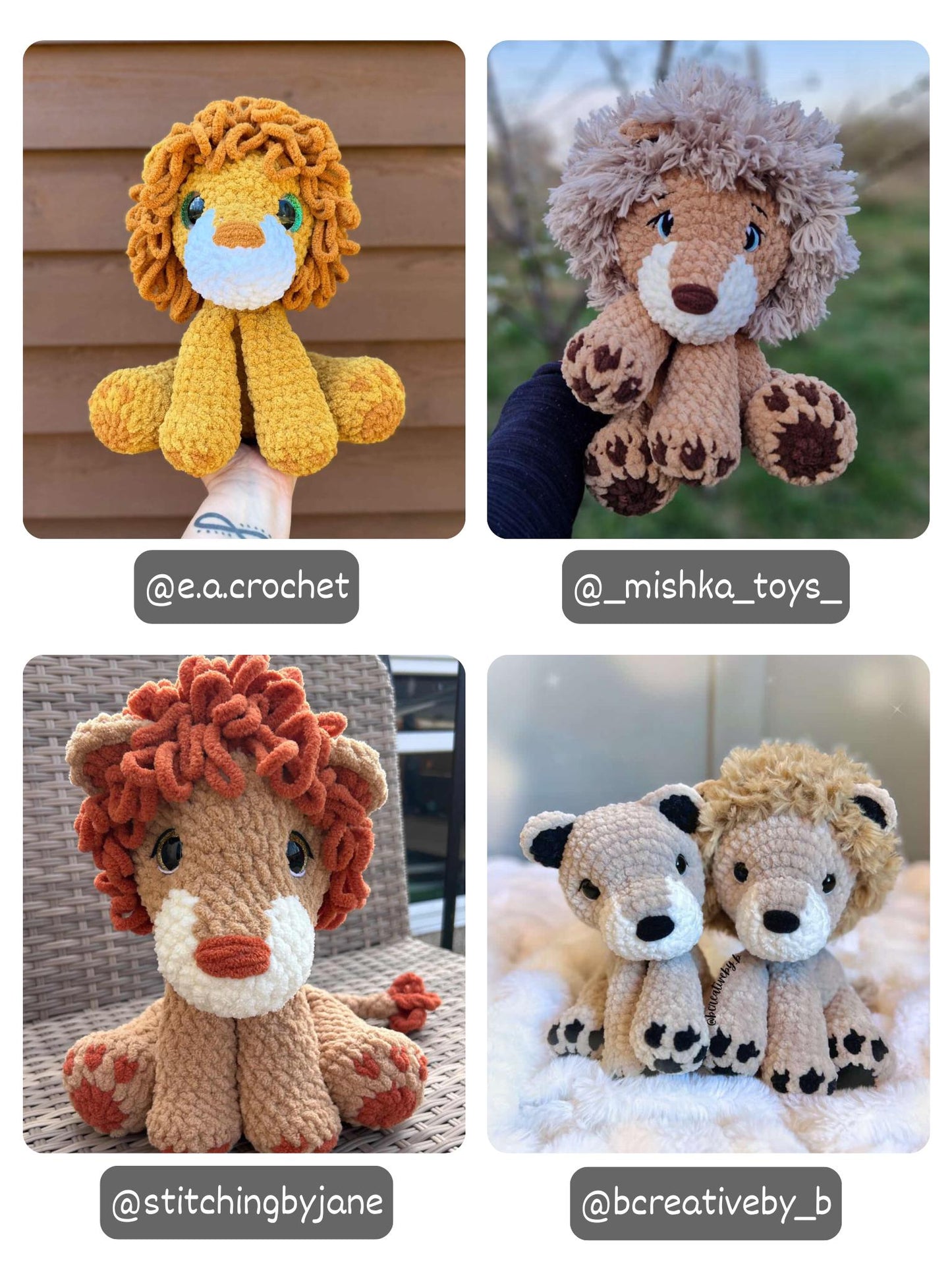 KnotsandSnugglesCo Crochet Sitting Lion Pattern PDF