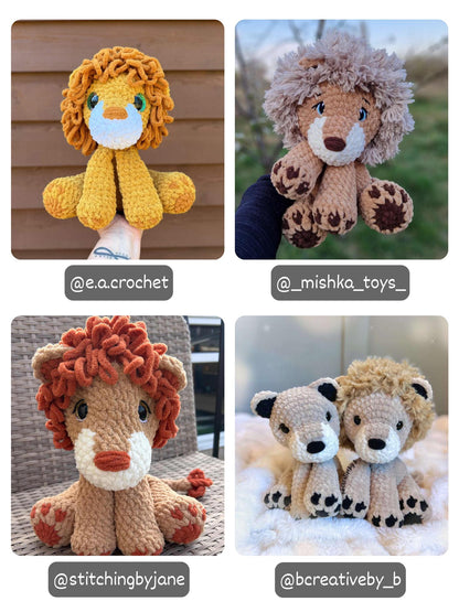 KnotsandSnugglesCo Crochet Sitting Lion Pattern PDF