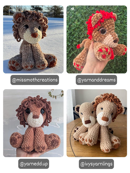 KnotsandSnugglesCo Crochet Sitting Lion Pattern PDF