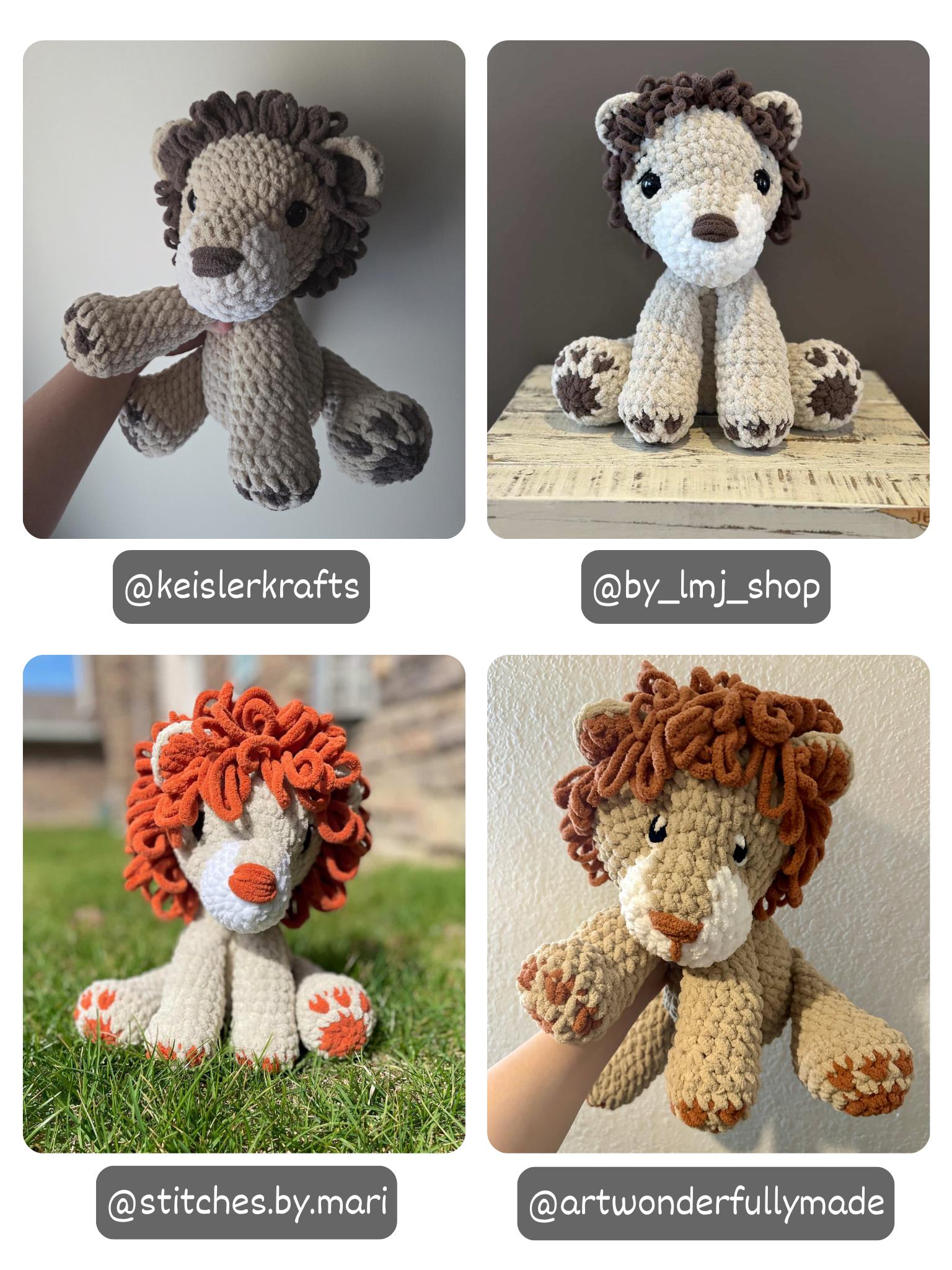KnotsandSnugglesCo Crochet Sitting Lion Pattern PDF
