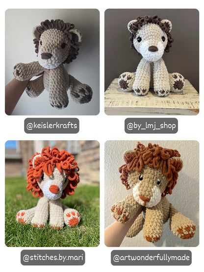 KnotsandSnugglesCo Crochet Sitting Lion Pattern PDF
