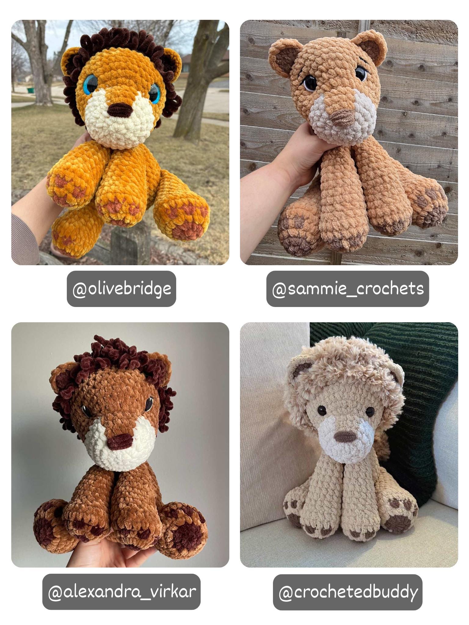 KnotsandSnugglesCo Crochet Sitting Lion Pattern PDF