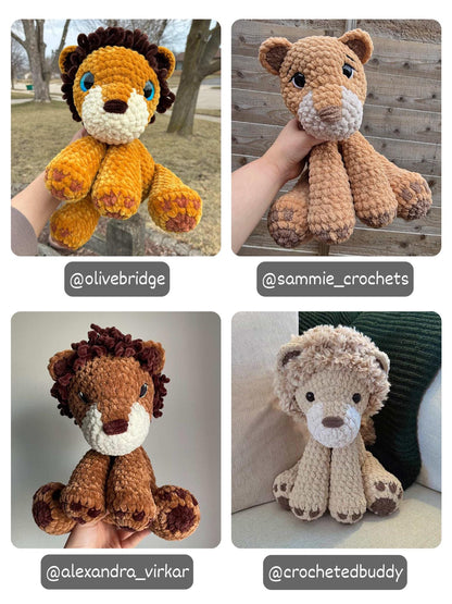 KnotsandSnugglesCo Crochet Sitting Lion Pattern PDF