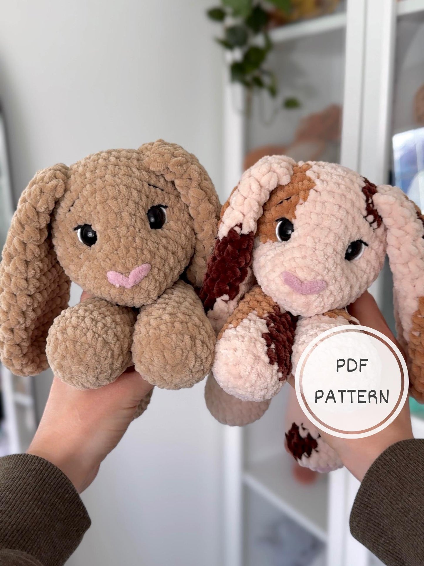 Crochet Floppy Bunny Pattern Low Sew Rabbit Amigurumi Tutorial PDF