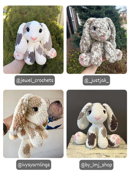 Crochet Floppy Bunny Pattern Low Sew Rabbit Amigurumi Tutorial PDF