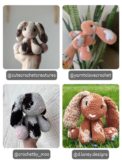 Crochet Floppy Bunny Pattern Low Sew Rabbit Amigurumi Tutorial PDF
