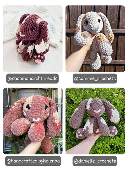 Crochet Floppy Bunny Pattern Low Sew Rabbit Amigurumi Tutorial PDF