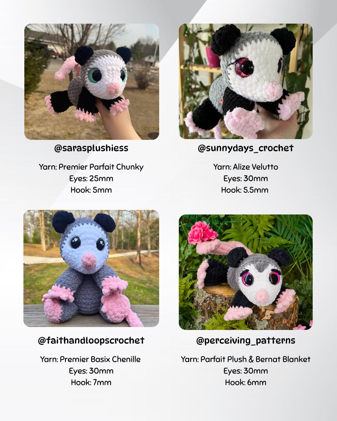 SnuggleBeansCrochet Pepper the Possum Crochet Pattern Sploot Series PDF