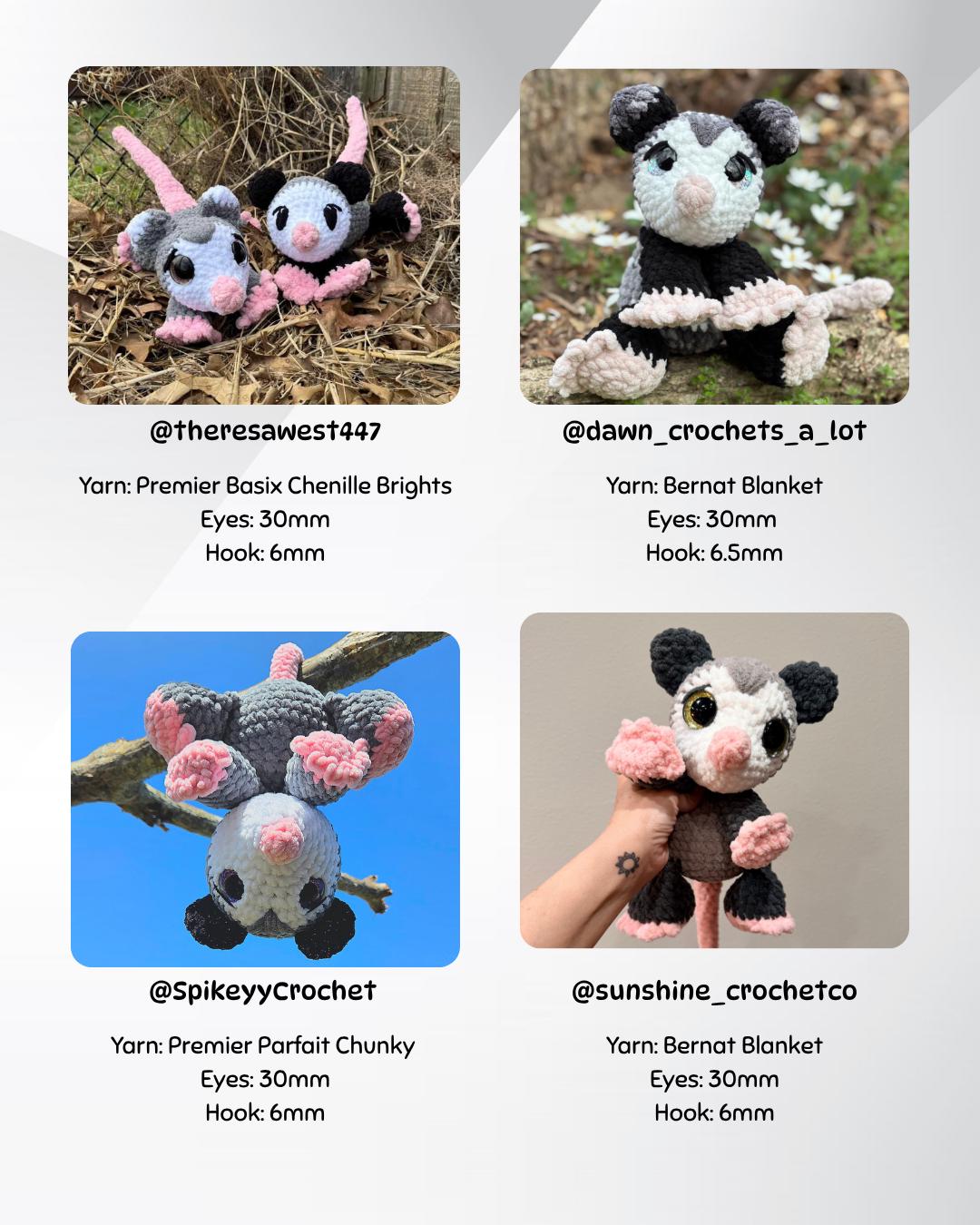 SnuggleBeansCrochet Pepper the Possum Crochet Pattern Sploot Series PDF