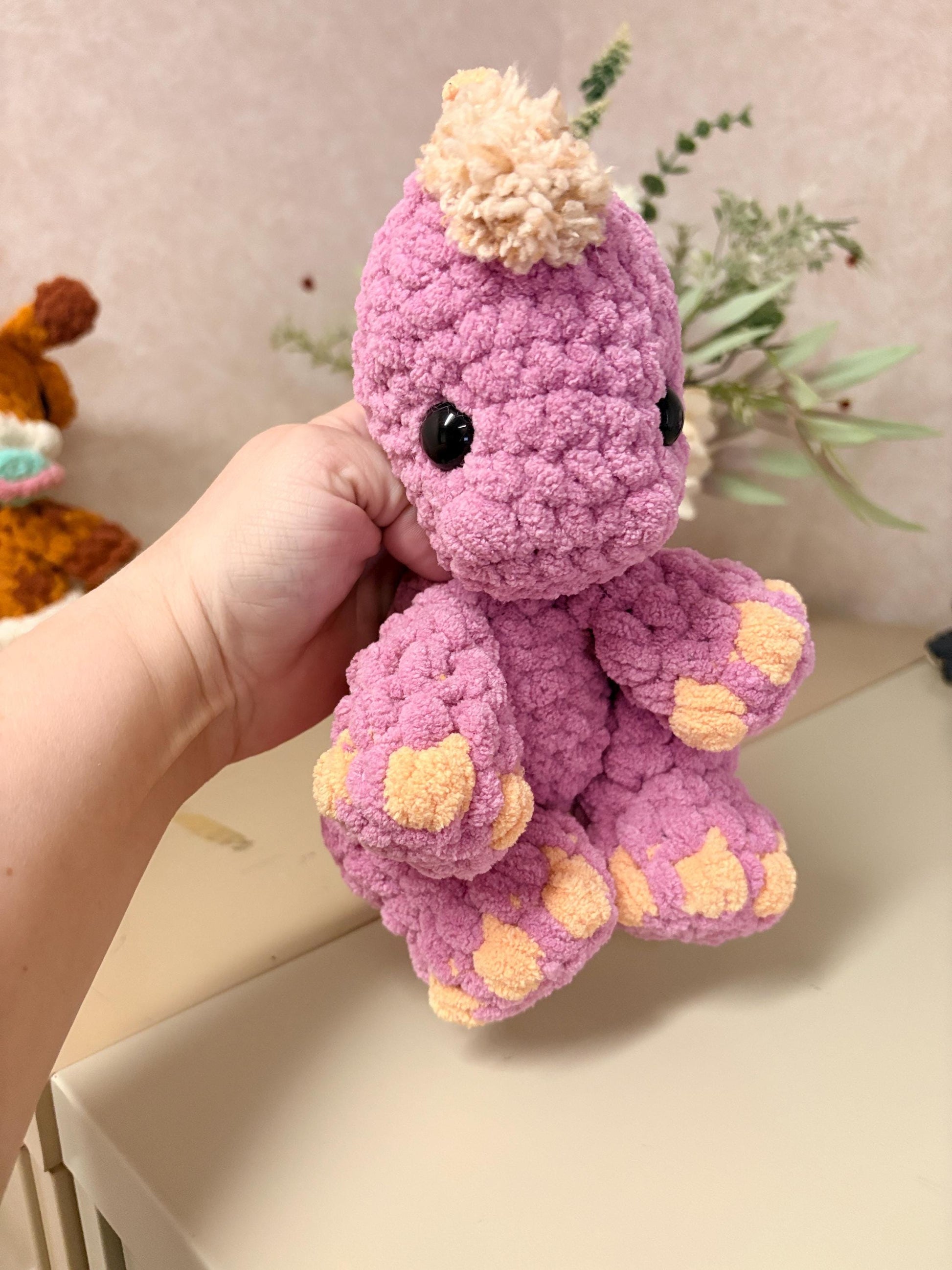 BkayCrochetCo ITTY Indie the Ittysaurus with Triceratops Mod STUFFIE Amigurumi Crochet Pattern PDF