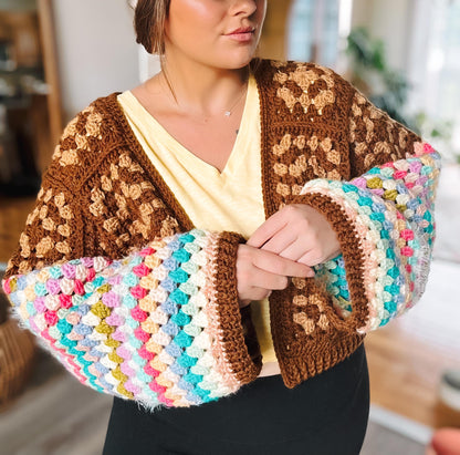 June Granny Square Crochet Cardigan Pattern, Easy Beginner Wearable (PDF Pattern)
