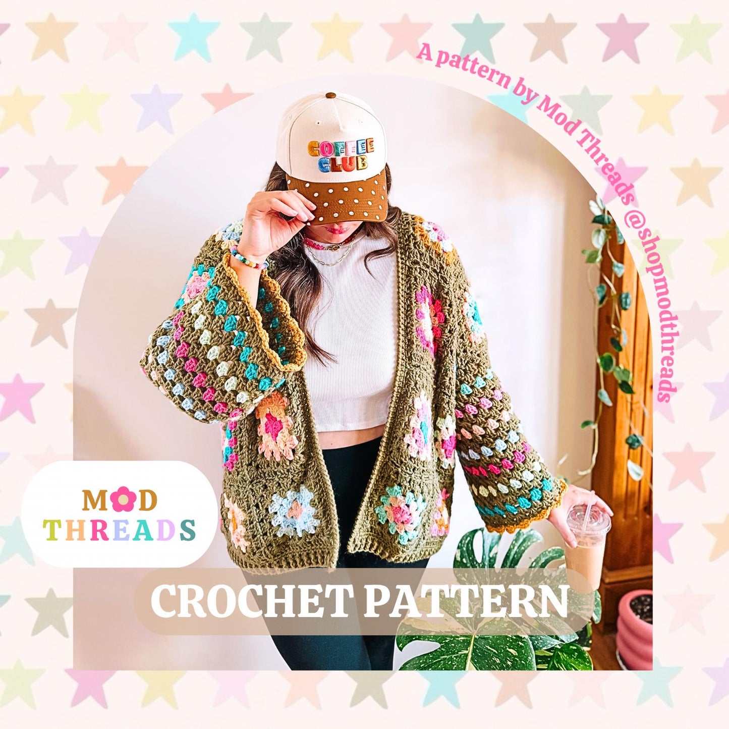 June Granny Square Crochet Cardigan Pattern, Easy Beginner Wearable (PDF Pattern)