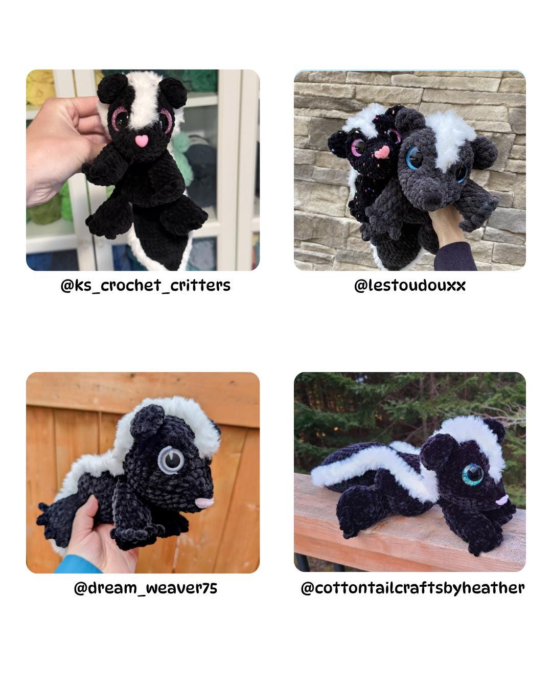 SnuggleBeansCrochet Skiddles the Skunk Crochet Pattern Intermediate PDF