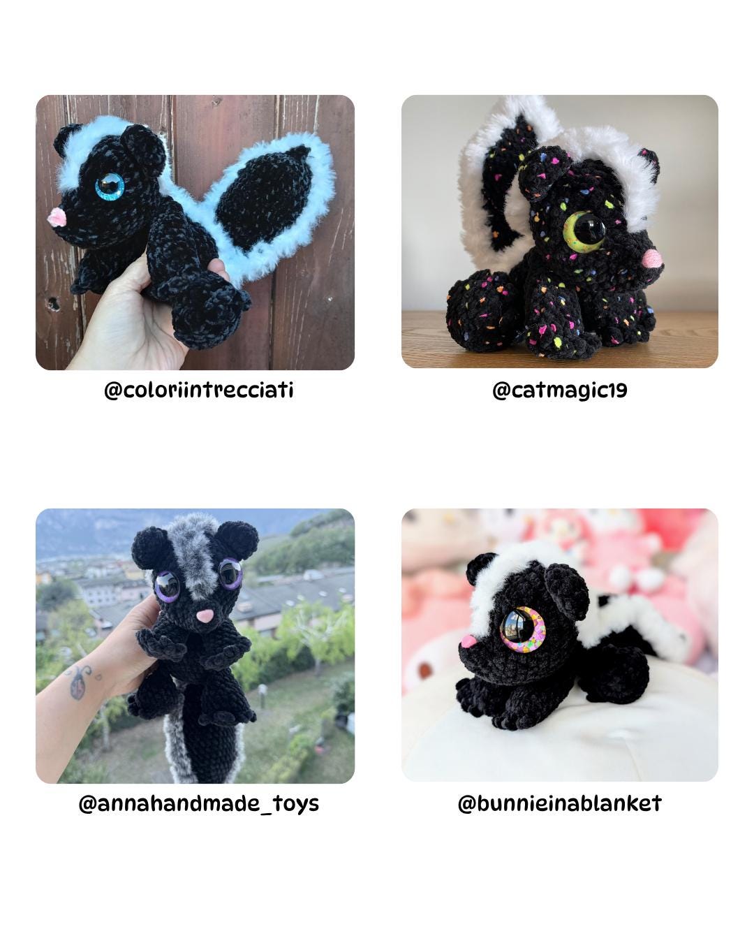SnuggleBeansCrochet Skiddles the Skunk Crochet Pattern Intermediate PDF