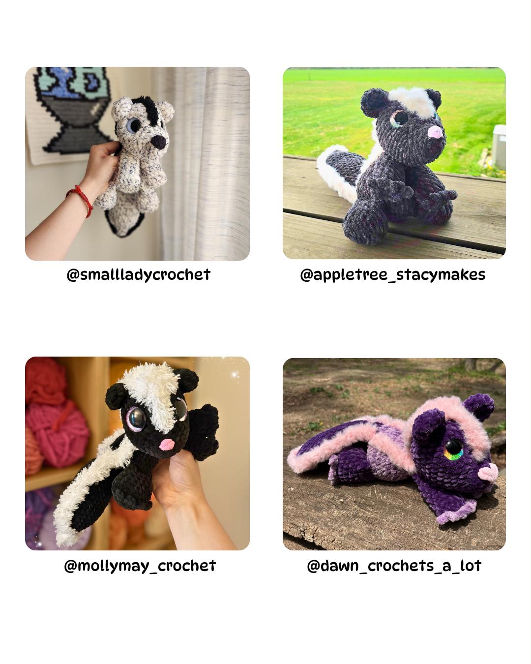 SnuggleBeansCrochet Skiddles the Skunk Crochet Pattern Intermediate PDF