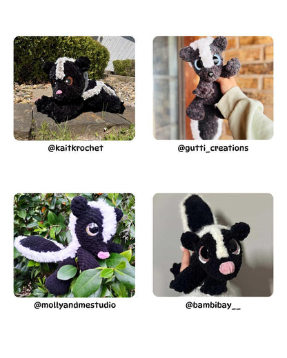 SnuggleBeansCrochet Skiddles the Skunk Crochet Pattern Intermediate PDF