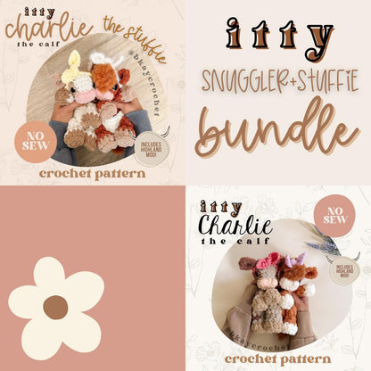 BkayCrochetCo Itty Charlie the Calf SNUGGLER and STUFFIE Crochet Pattern PDF